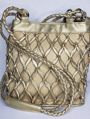 Tianni Women's Gold Knotted Crossbody Bag Metallic Braided Shoulder Bag Vintage